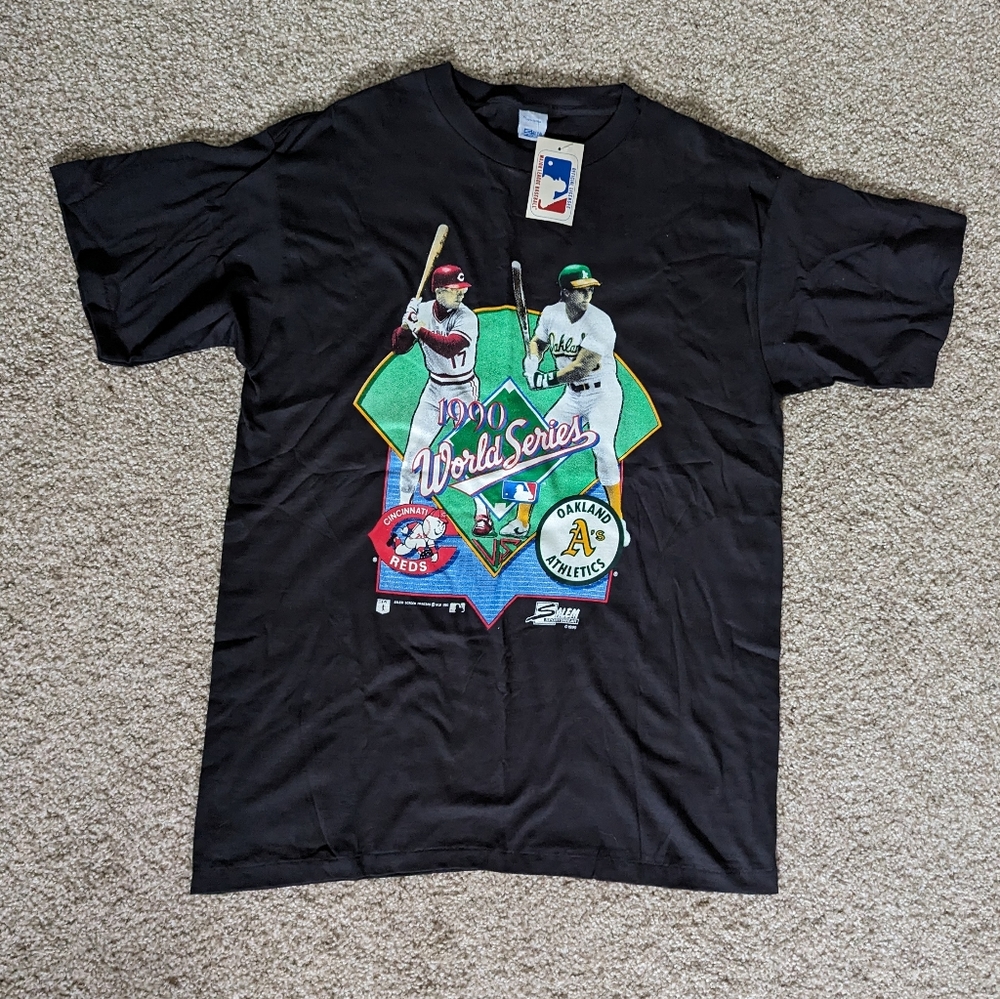 NWT Vintage Reds Oakland A's 1990 World Series T-Shirt XL Single Stitch Canseco